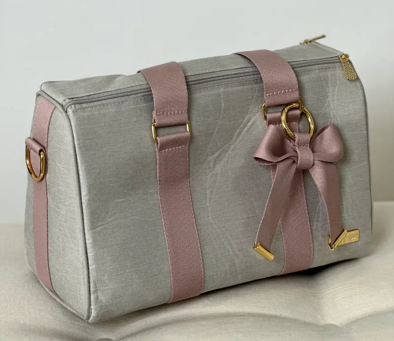 Bolsa da Mamãe - Linho Bege com Fitas Rosê