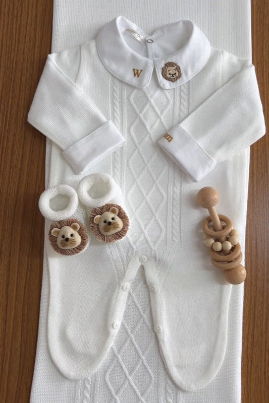 Kit Saída Maternidade Personalizável Completo Branco | Personalize Com o Nome do Seu Príncipe