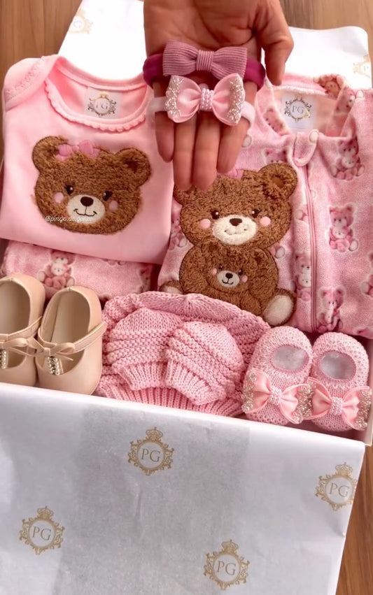Kit Maternidade Personalizado Completo FEMININA Ursinha Laura | Personalize Com o Nome da sua princesa