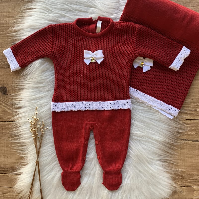 Saída Maternidade Colmeia com Cristais Swarovski Vermelho